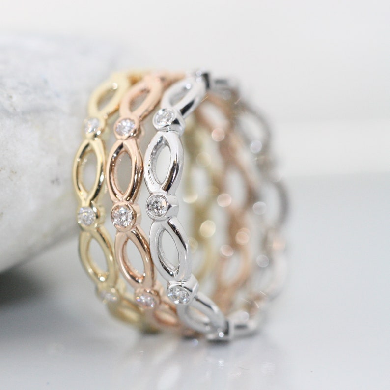 Infinity Diamond Stacking Wedding Anniversary Gold Ring – Love JC Ring