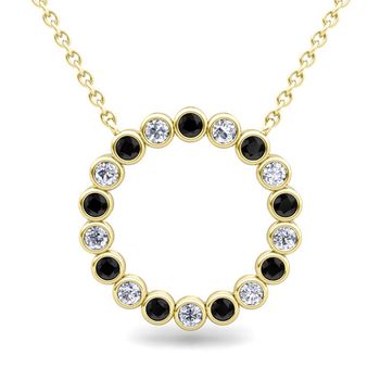 black diamond circle pendant