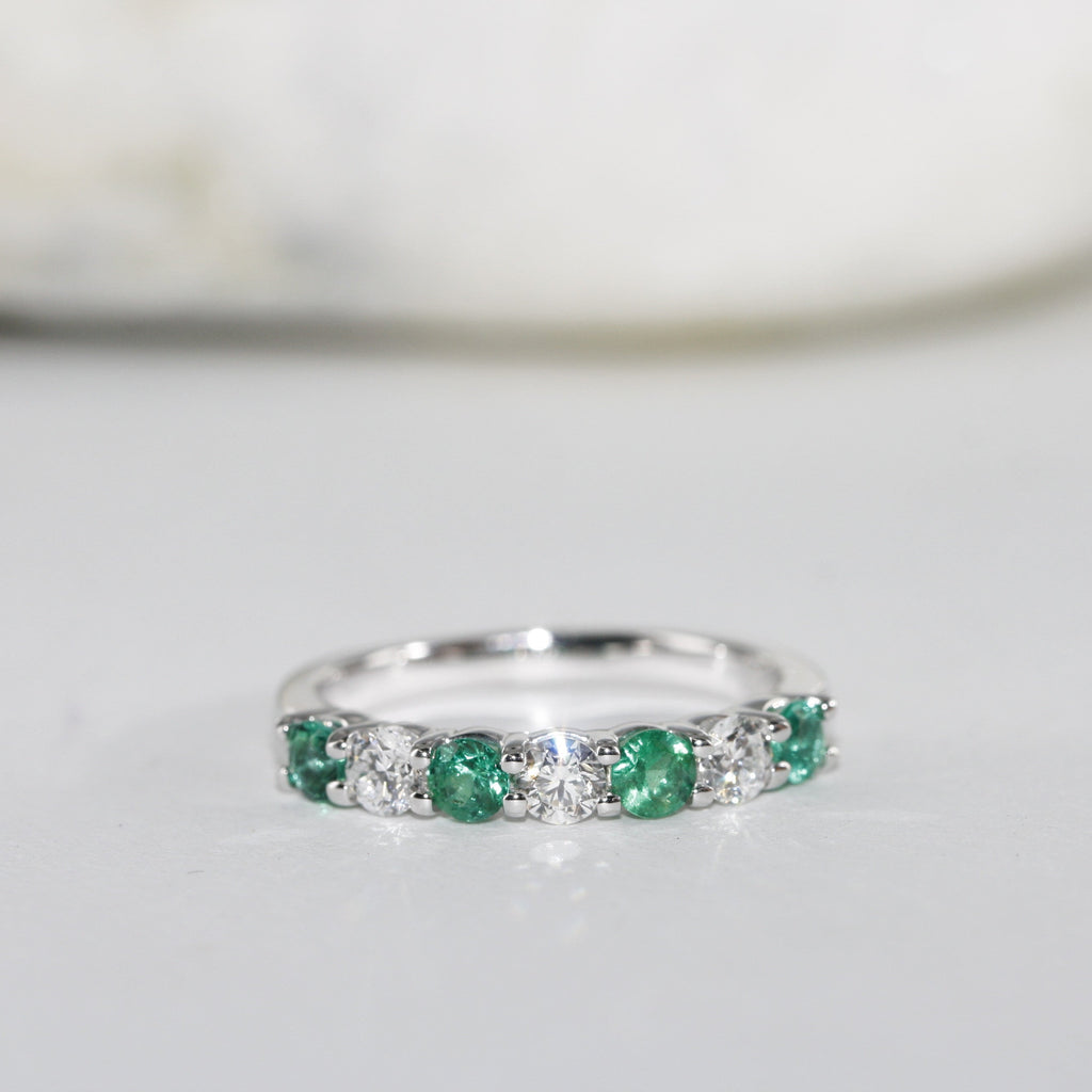 7 stone emerald and diamond ring