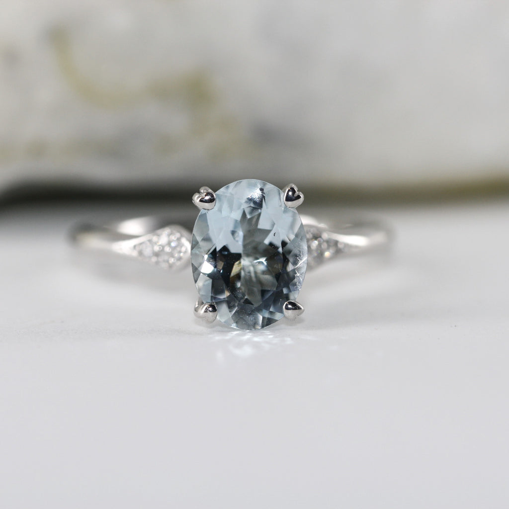 oval aquamarine engagement ring in euro style shank