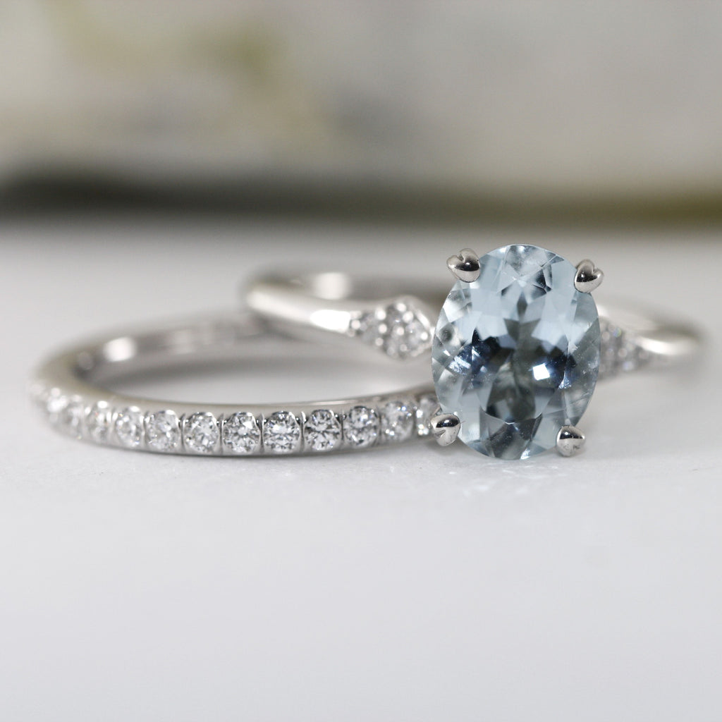 aqua and diamond engagement ring