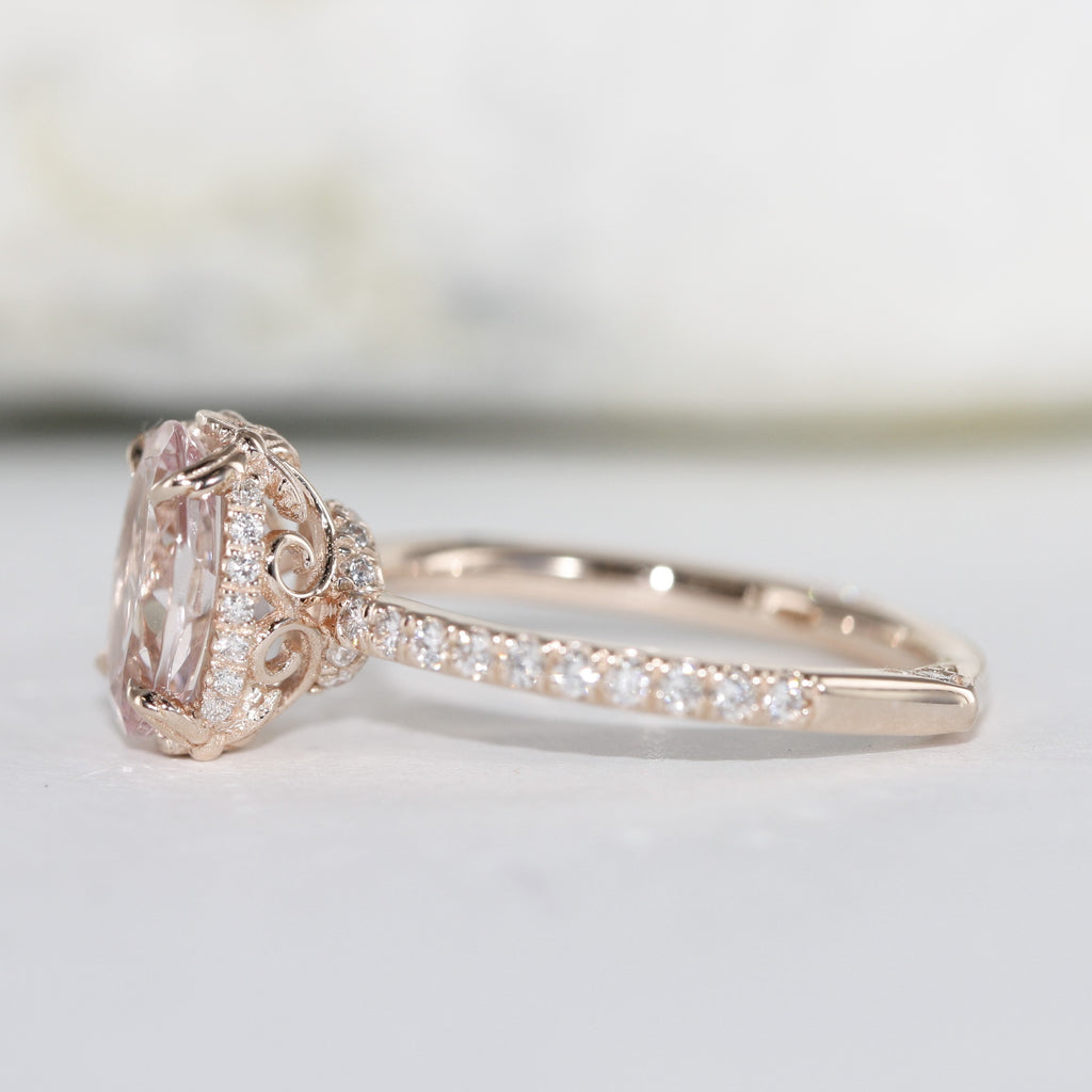 pink morganite engagement ring in rose gold