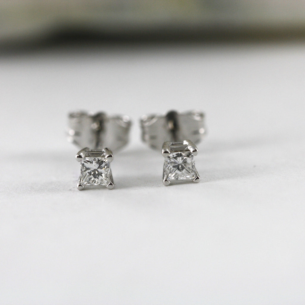 princess cit diamond gold stud earrings