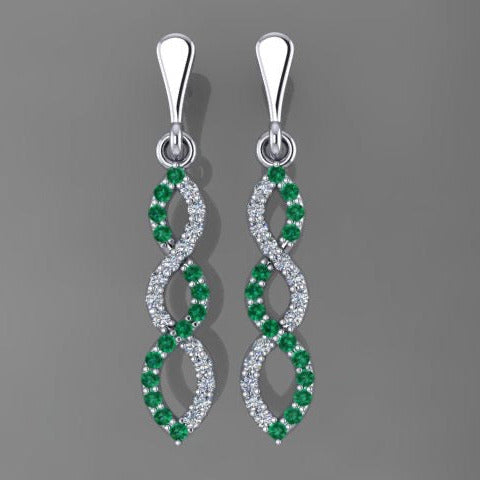 Infinity Emerald and Diamond Earrings in 14k Gold – Love JC Ring