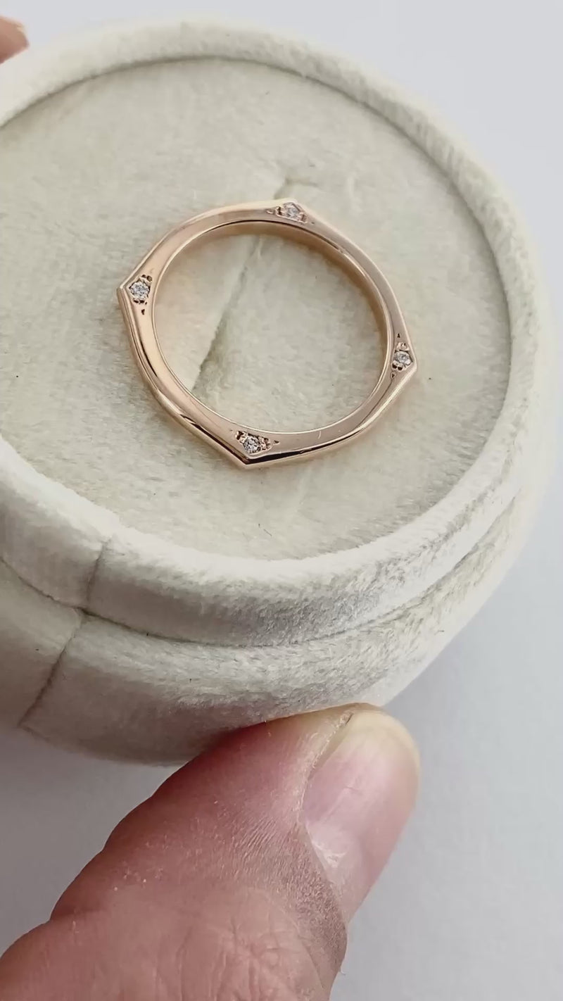 Unique European Shank Ring Non Traditional Wedding Ring in Solid