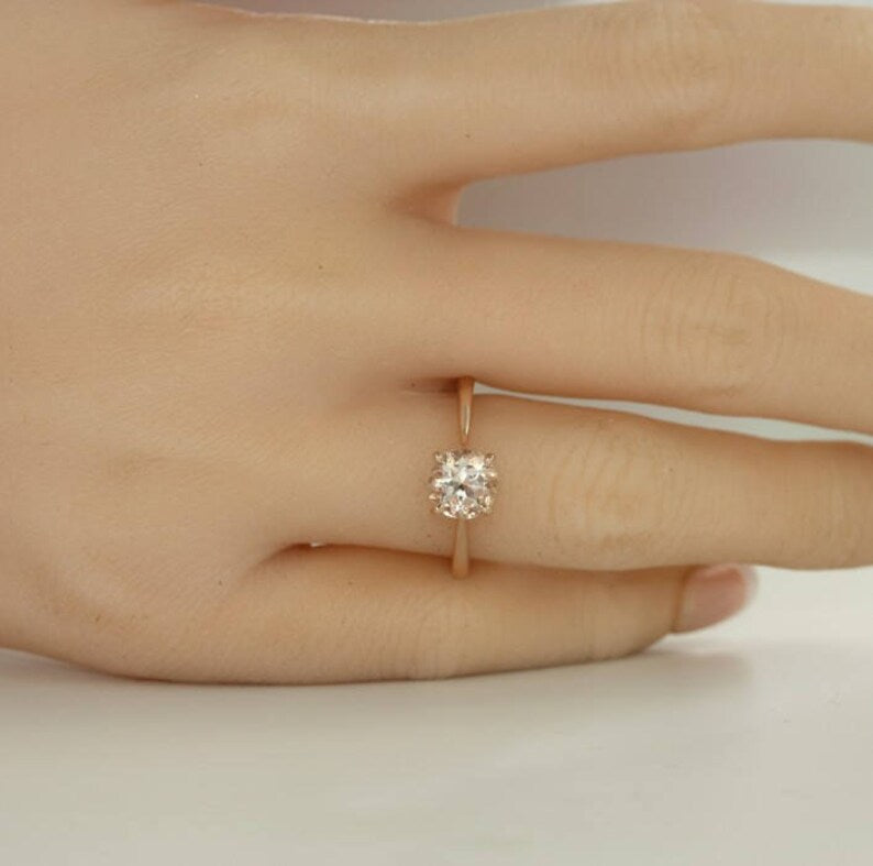 Simple Love-VS Diamond  Round Morganite in 14K Rose Gold image 6