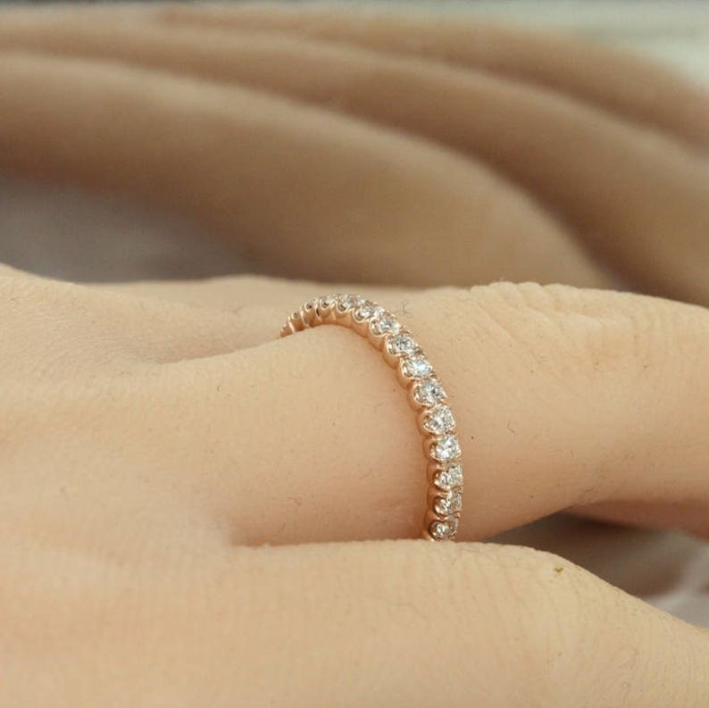 Eternity Band in 14K Rose Gold Full Diamond Eternity Band image 5