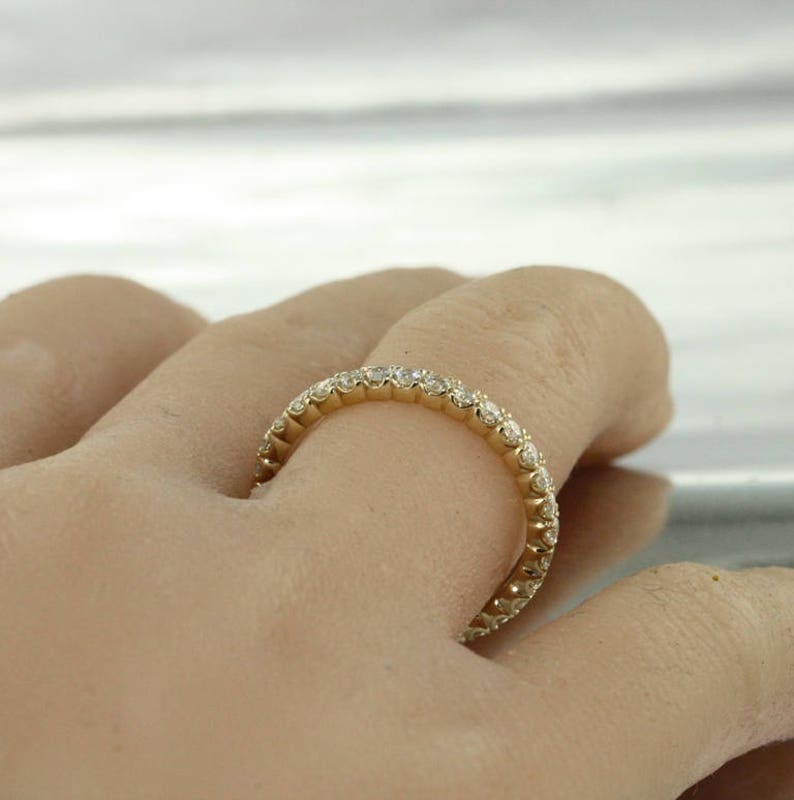 Eternity Band in 14K Solid Yellow Gold Full Diamond Eternity image 6