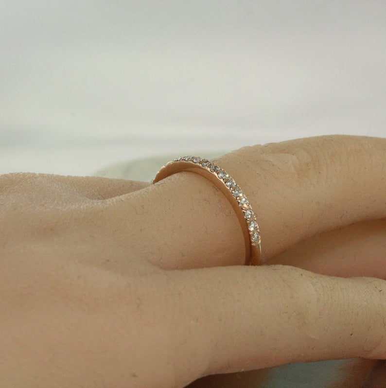 matching diamond ring in 14k rose gold