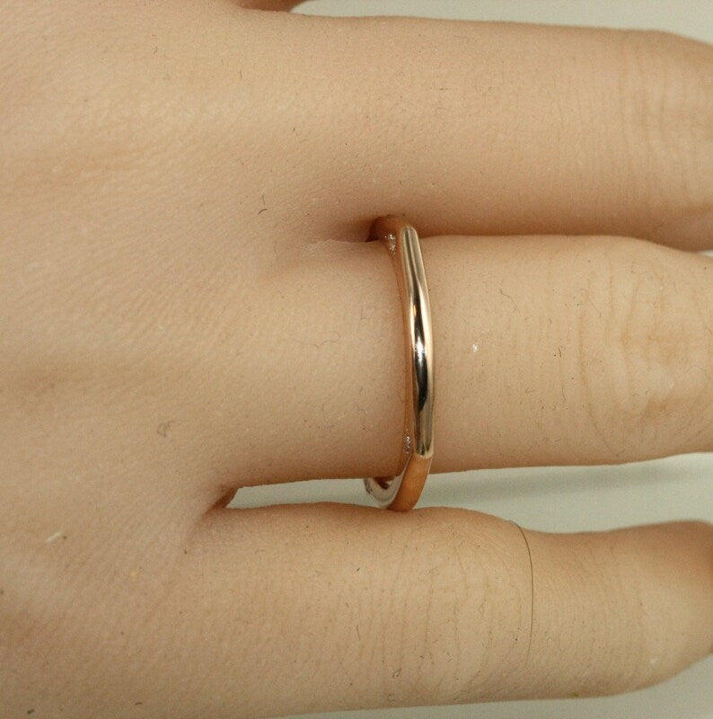 Full Euro Style Shank in 14k Rose Gold Wedding Band With VS image 8