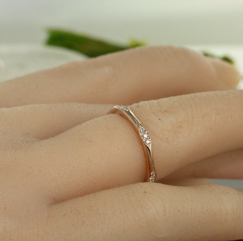 Evil Eye VS Diamond Ring in 14k Rose Gold Eternity Wedding image 7