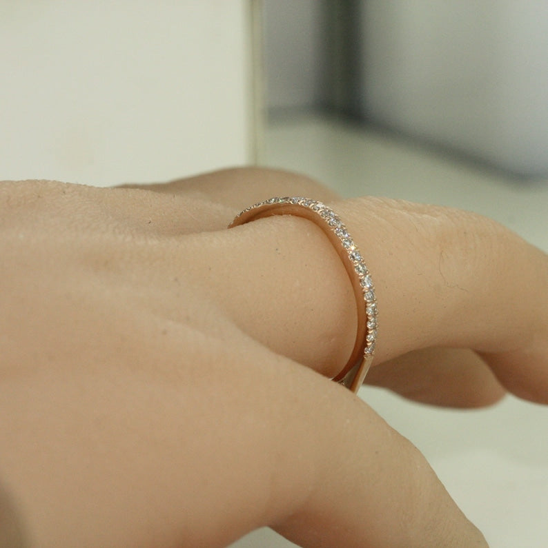 Love Flow Curved Diamond Ring in 14k Rose Gold Half Eternity image 7