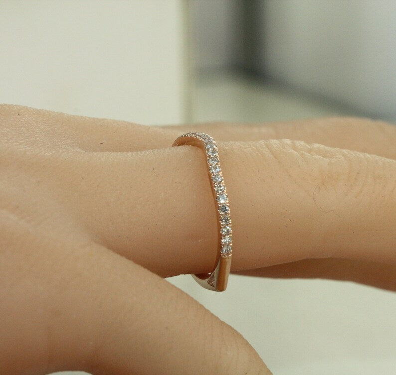 Love Flow Curved Diamond Ring in 14k Rose Gold Half Eternity image 9
