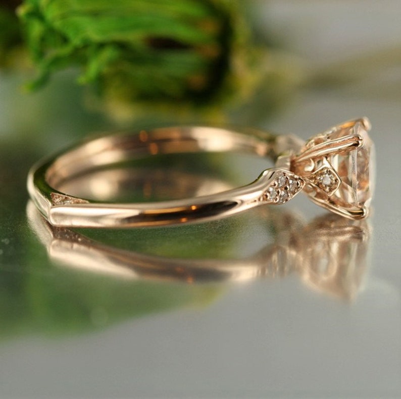 Unity-7MM Round Morganite in 14K Rose Gold Engagement Ring image 1