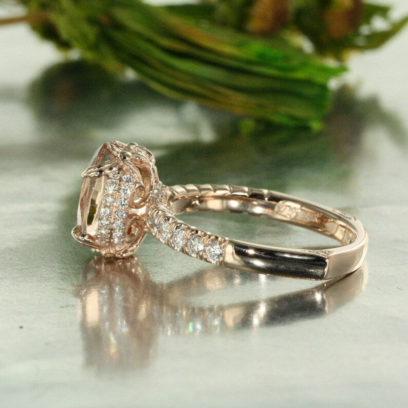 morganite and diamond engagement ring