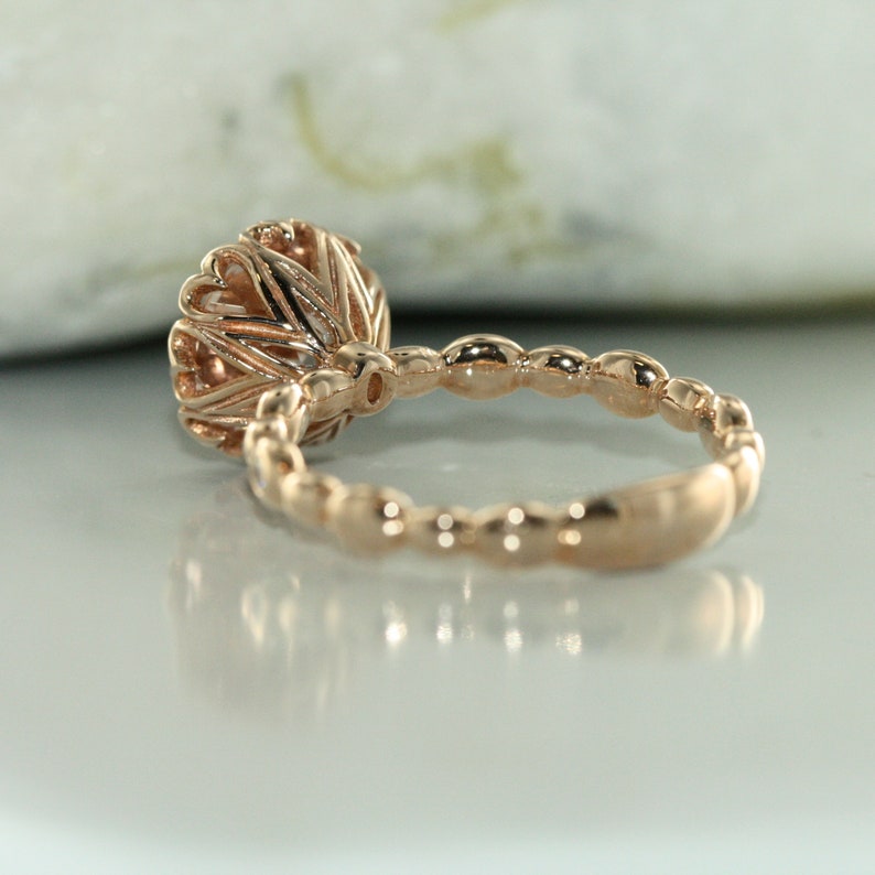 Hearty Love 9mm Solitaire Round Morganite and VS Diamond in image 4