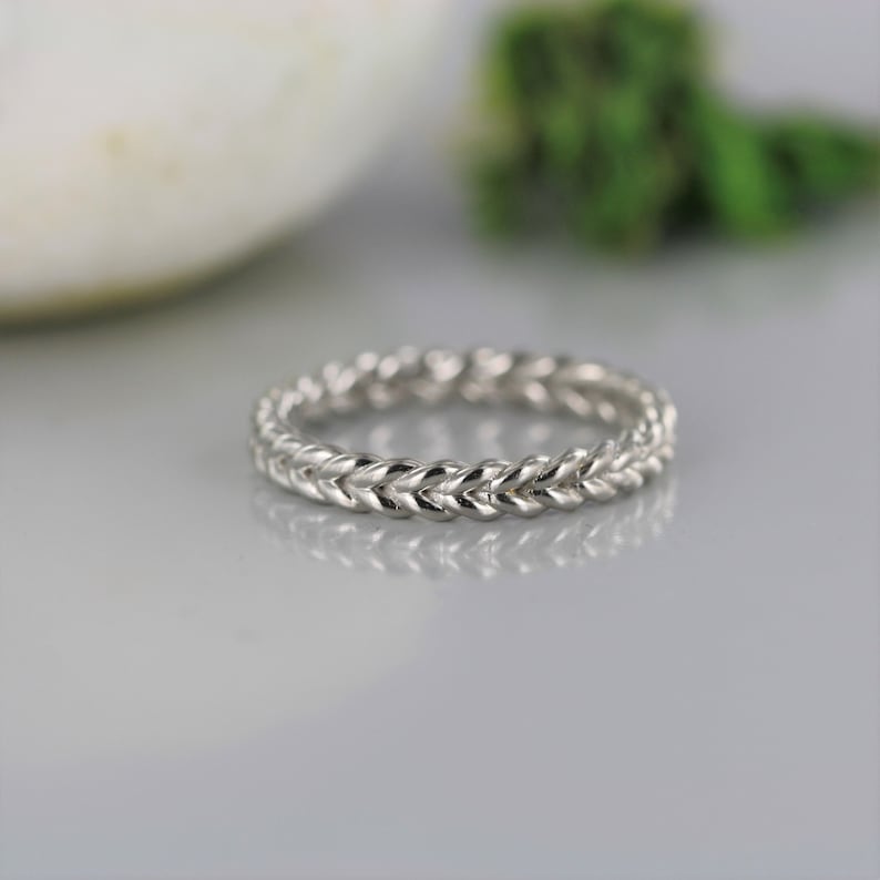 Love Rope 14K White Gold Braided  Wedding Band Unique Twisted image 2