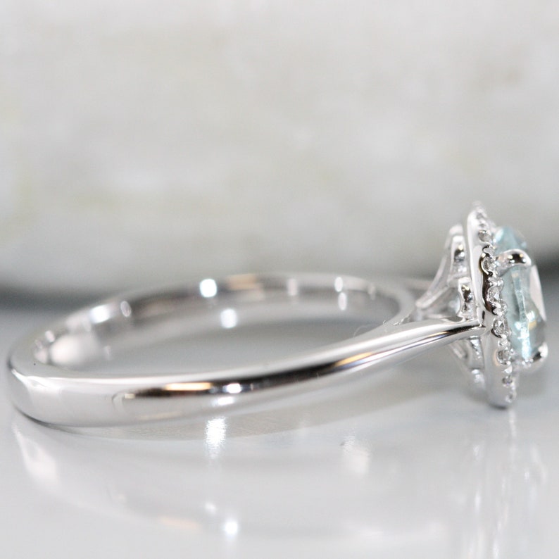 pave diamond halo engagement ring in 14k white gold