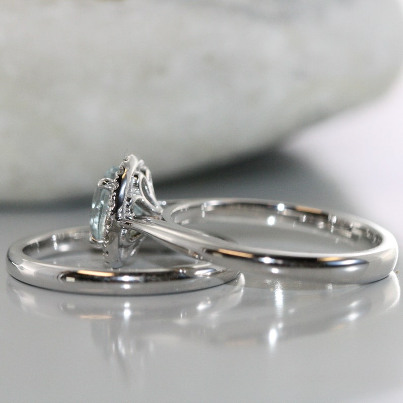 customized gemstone bridal rings set in white gold