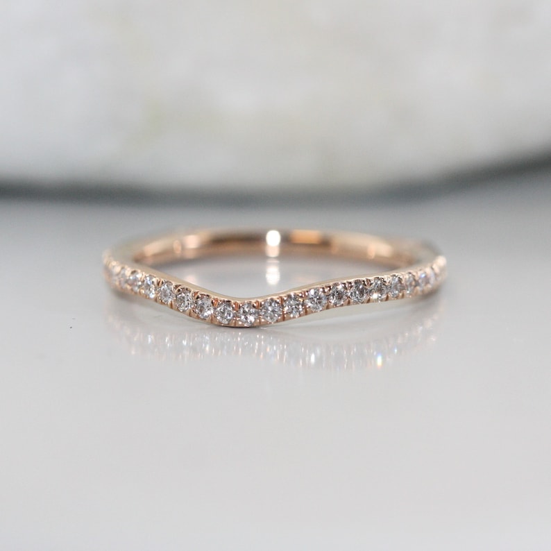 Love Flow Curved Diamond Ring in 14k Rose Gold Half Eternity image 1