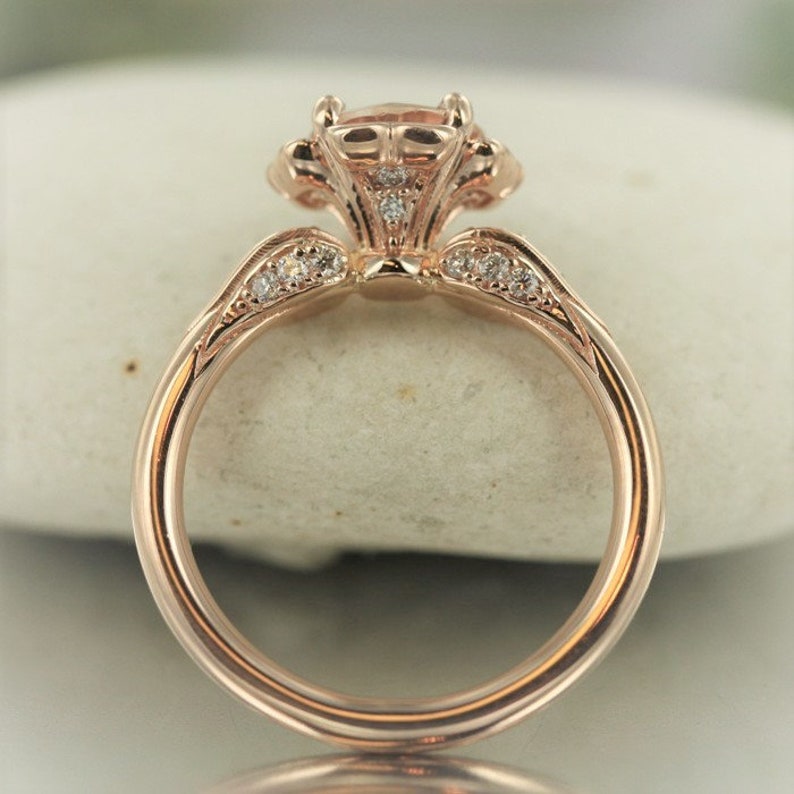 Bloom-VS Diamond and Round Morganite in 14K Rose Gold Comfort image 5