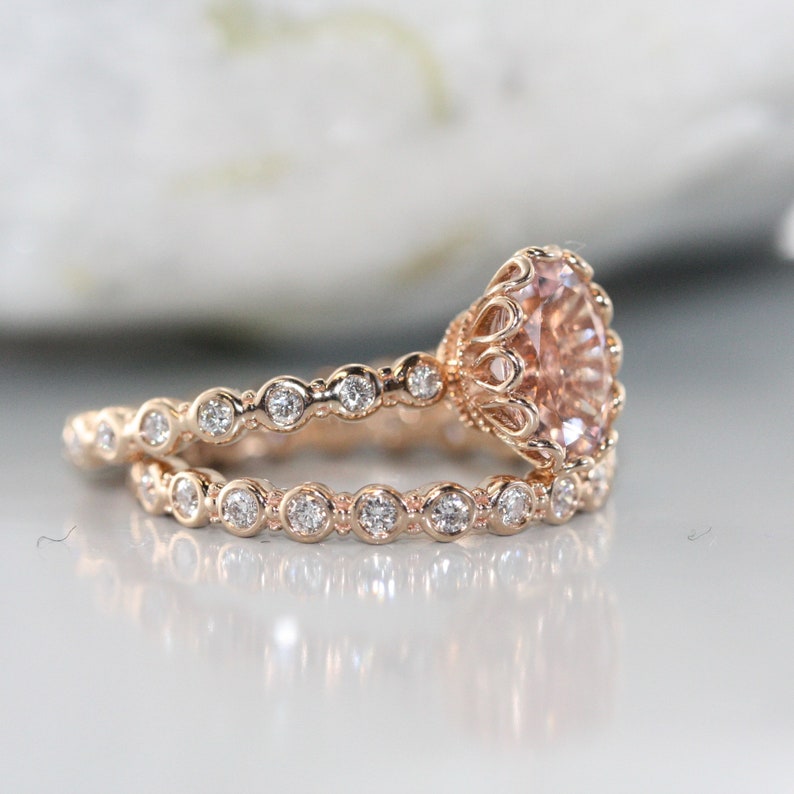 Essence of Love 9x7 mm Oval Morganite in 14k Rose Gold image 4