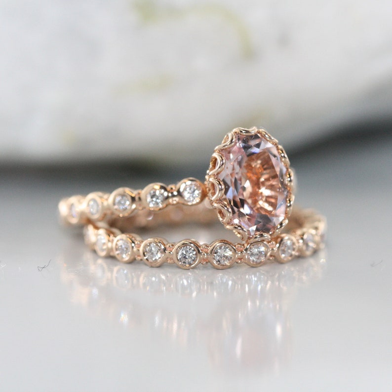 Essence of Love 9x7 mm Oval Morganite in 14k Rose Gold image 5