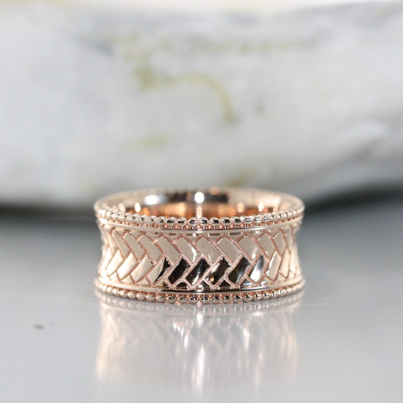 Unique Design Wedding Ring for Men and Women 14k Rose Gold image 1
