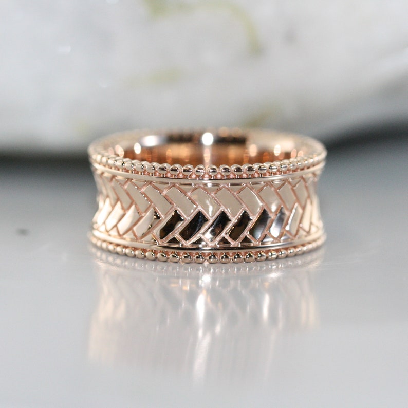 Unique Design Wedding Ring for Men and Women 14k Rose Gold image 6