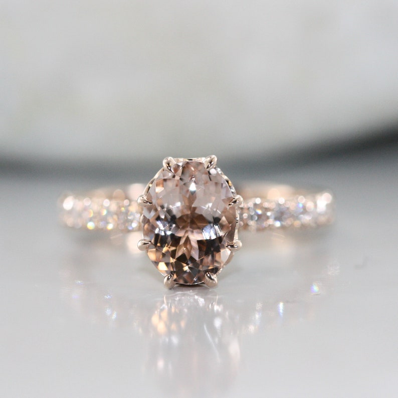 Modify 9X7MM Oval Morganite in 14K Rose Gold Morganite image 2