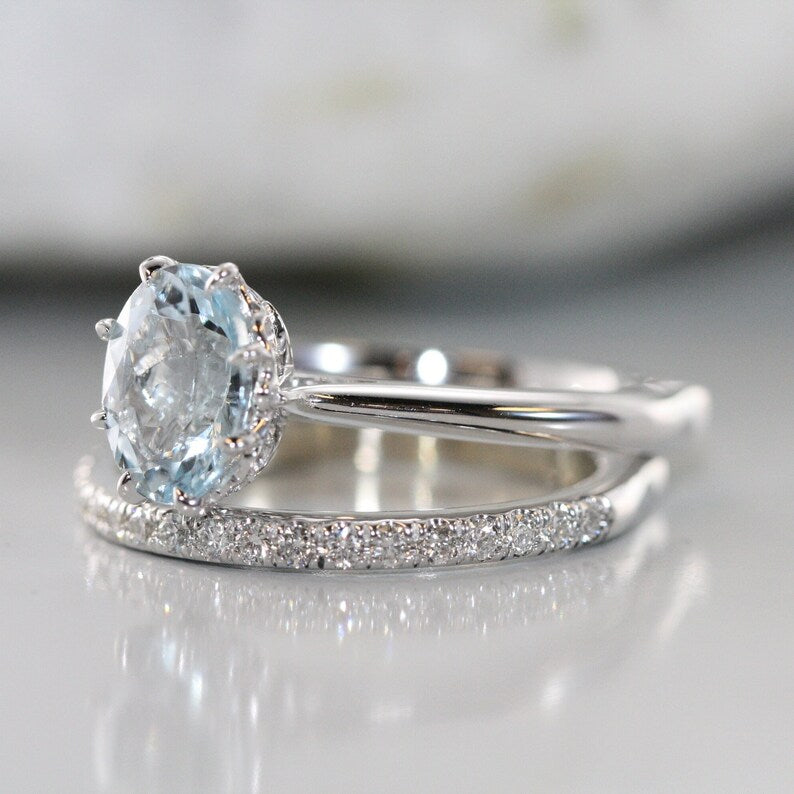 pave diamond eternity bridal rings in14k white gold