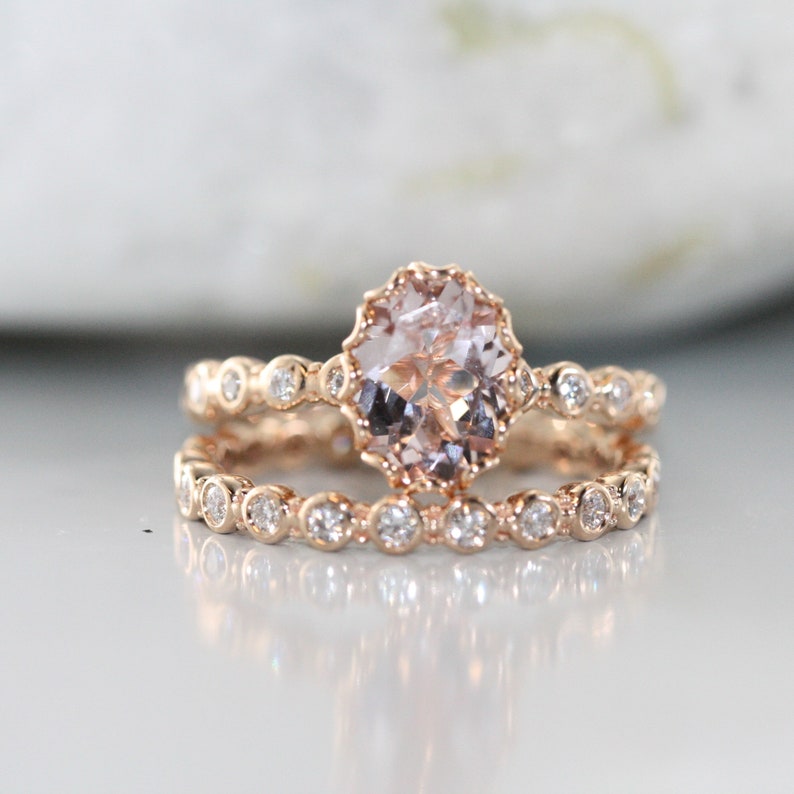 Essence of Love 9x7 mm Oval Morganite in 14k Rose Gold image 1