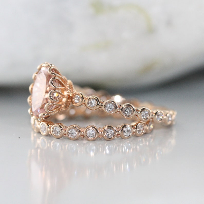 Essence of Love 9x7 mm Oval Morganite in 14k Rose Gold image 2