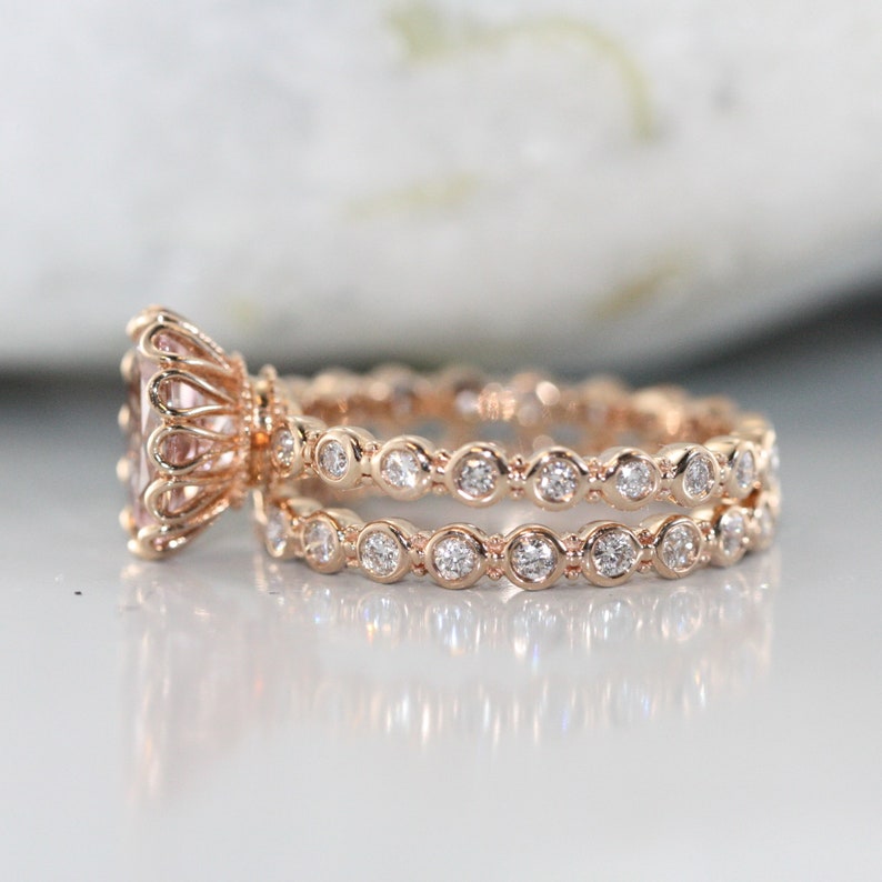Essence of Love 9x7 mm Oval Morganite in 14k Rose Gold image 3