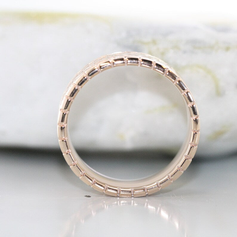 Unique Wedding Ring for Men and Women 14k Rose Gold Thick image 6