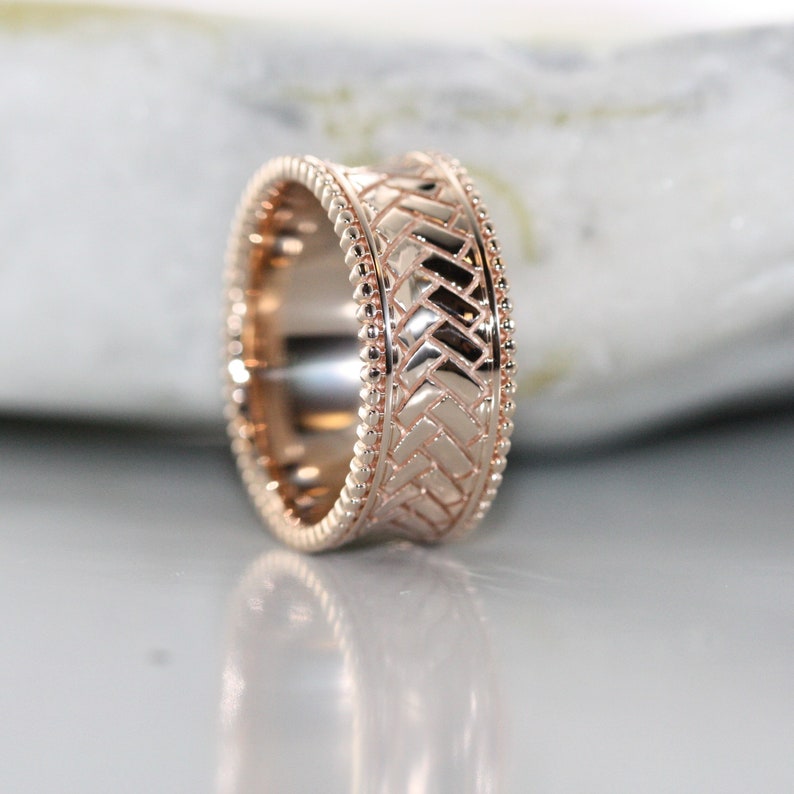 Unique Design Wedding Ring for Men and Women 14k Rose Gold image 3