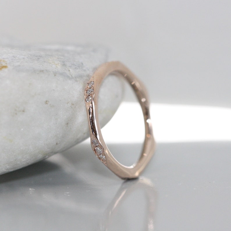 Evil Eye VS Diamond Ring in 14k Rose Gold Eternity Wedding image 1