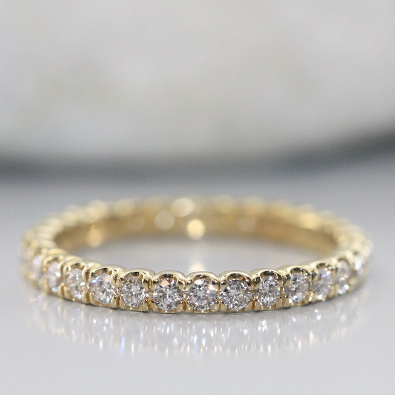 Eternity Band in 14K Solid Yellow Gold Full Diamond Eternity image 1