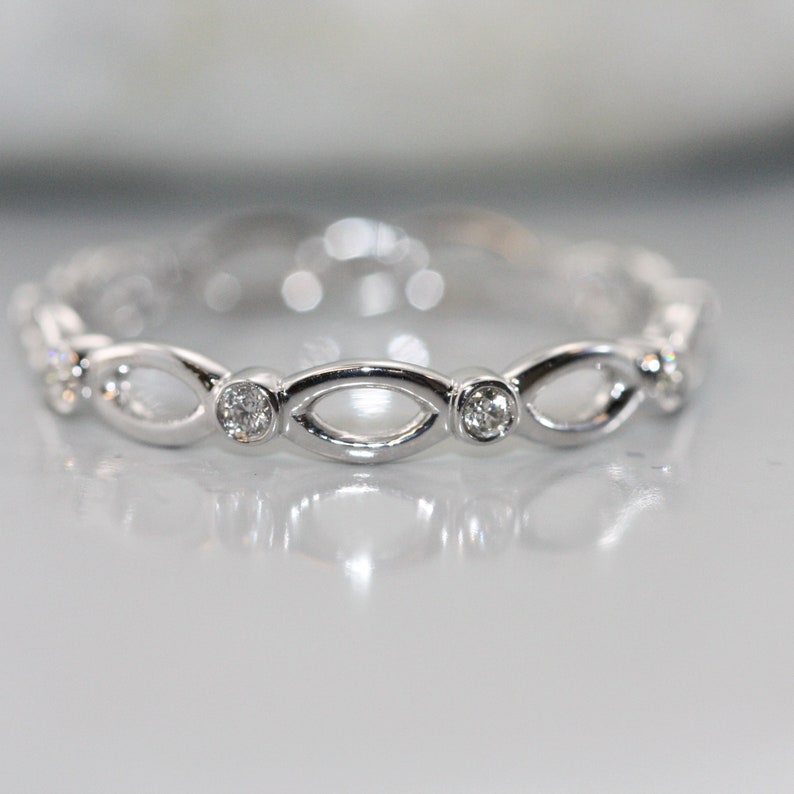 Infinity Love-0.10 Carat Diamond Wedding Ring in 14K White image 3