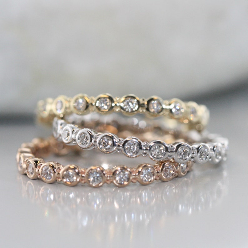 Conflict Free Natural Diamond Eternity Wedding Ring in 14k image 1