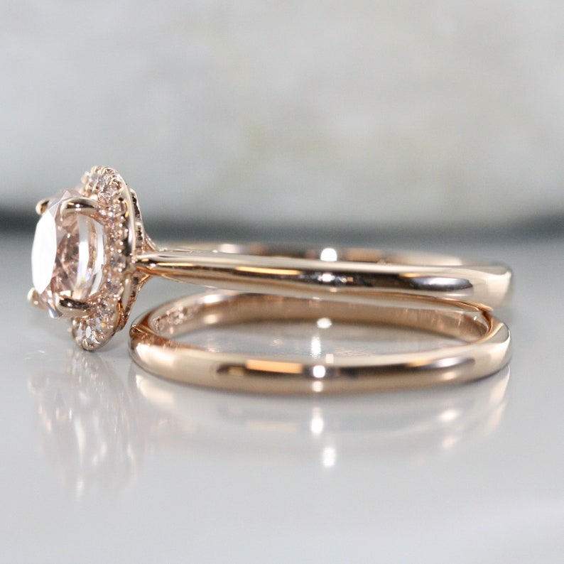 HAlo diamond morganite engagement ring