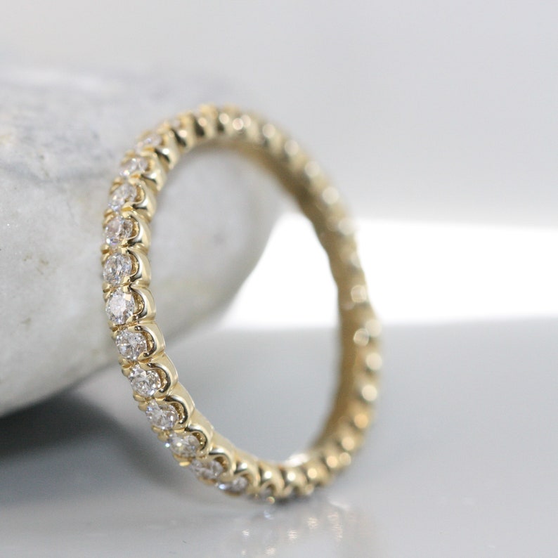Eternity Band in 14K Solid Yellow Gold Full Diamond Eternity image 2