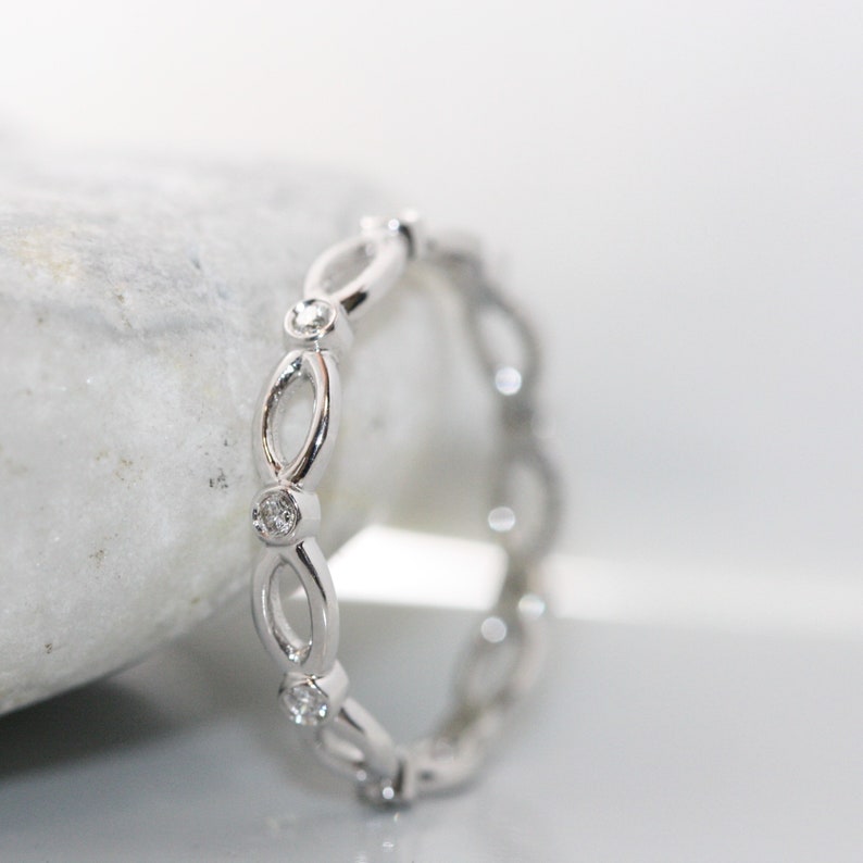 Infinity Love-0.10 Carat Diamond Wedding Ring in 14K White image 5