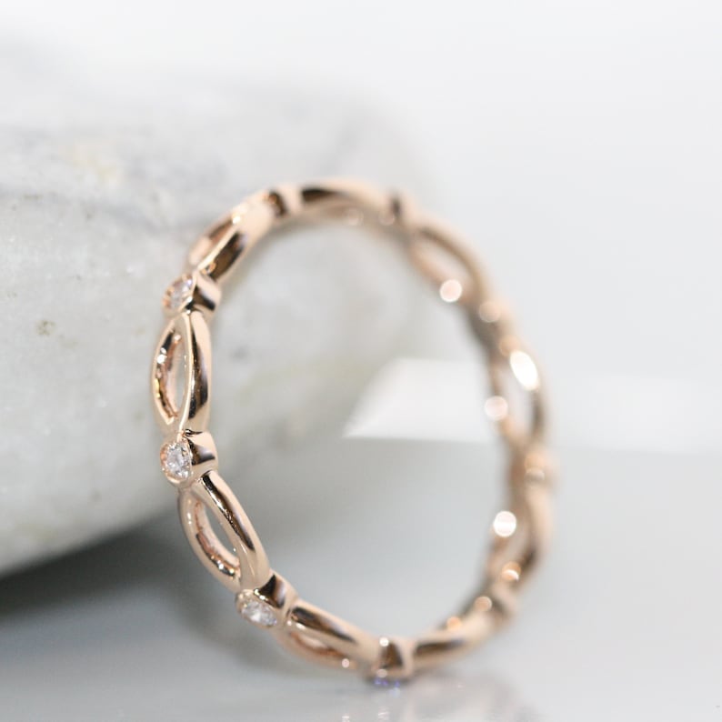 Infinity Love-0.10 Carat Diamond Wedding Ring in 14K Rose Gold image 2