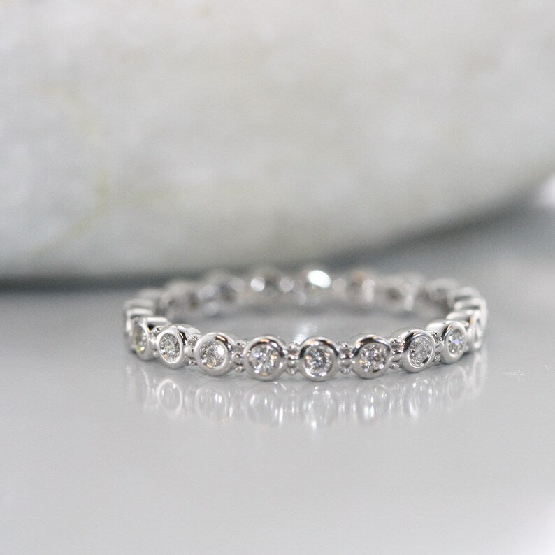 Conflict Free Natural Diamond Eternity Wedding Ring in 14k image 3
