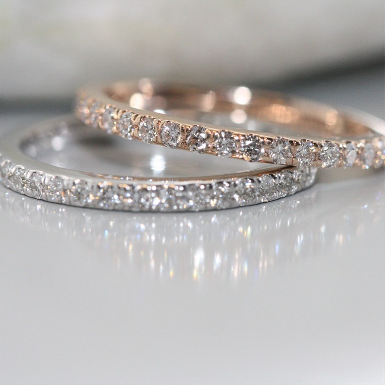 Diamond 14k Rose Gold Half Eternity wedding ring