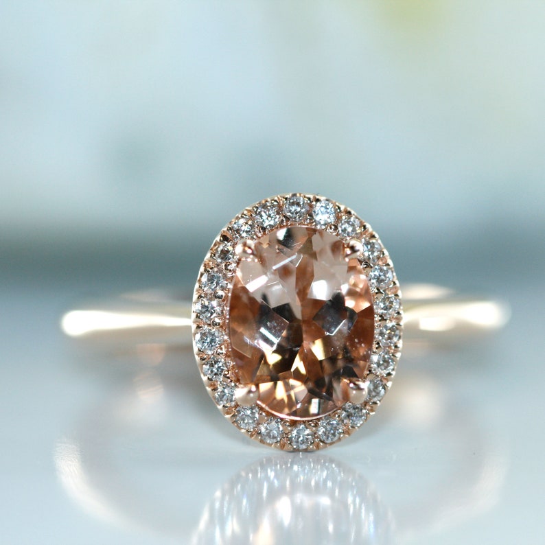 diamond halo engagement ring 14k rose gold