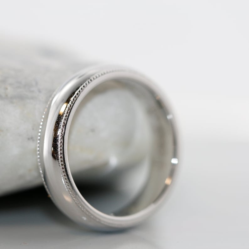 Plain Milgrain Wedding Band Comfort Fit Wedding Ring for Men image 3