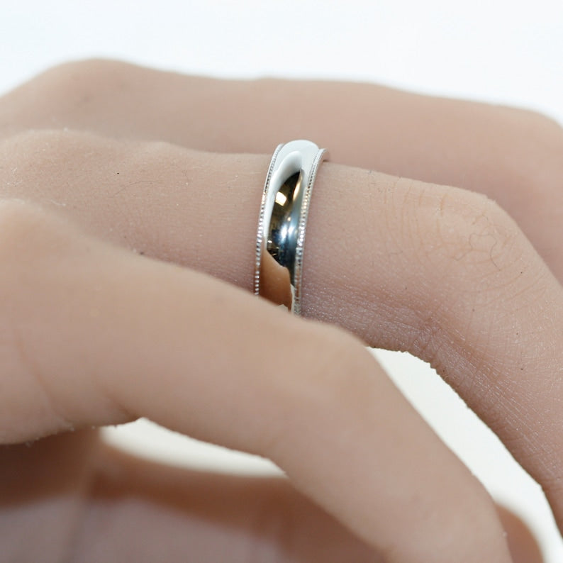 Plain Milgrain Wedding Band Comfort Fit Wedding Ring for Men image 6
