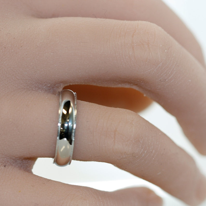 Plain Milgrain Wedding Band Comfort Fit Wedding Ring for Men image 7
